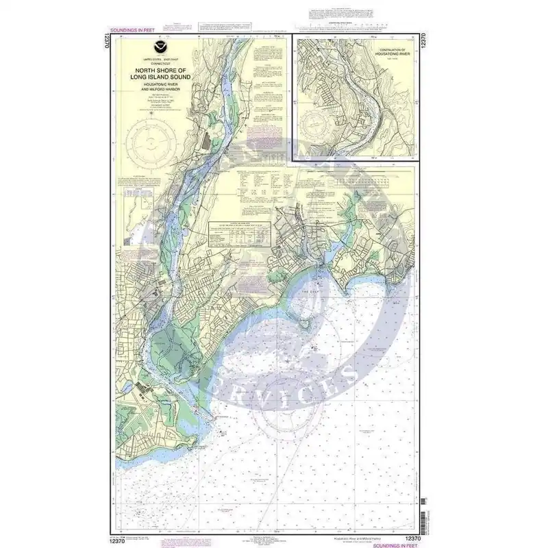 Popular NOAA Nautical Chart 12370: North Shore of Long Island Sound Housatonic